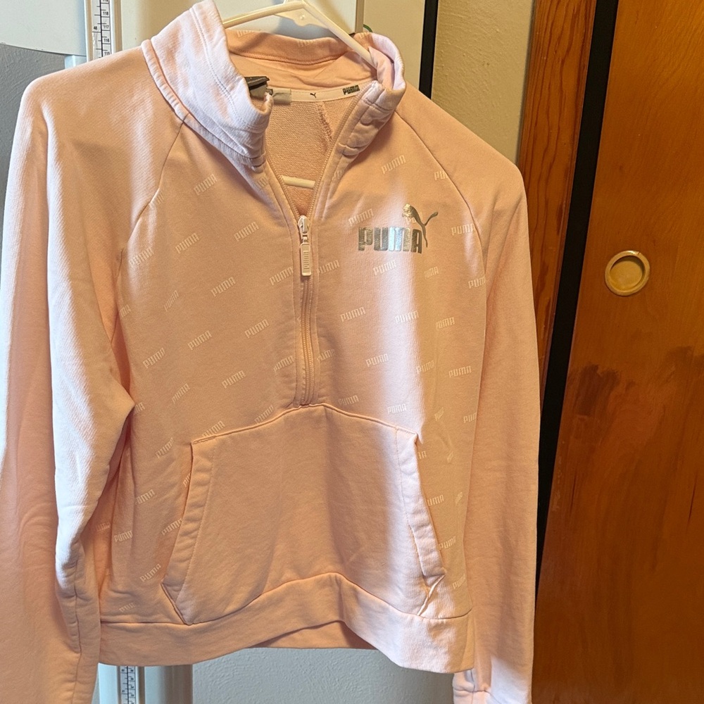 Puma Light Pink Logo Half-Zip Sweatshirt